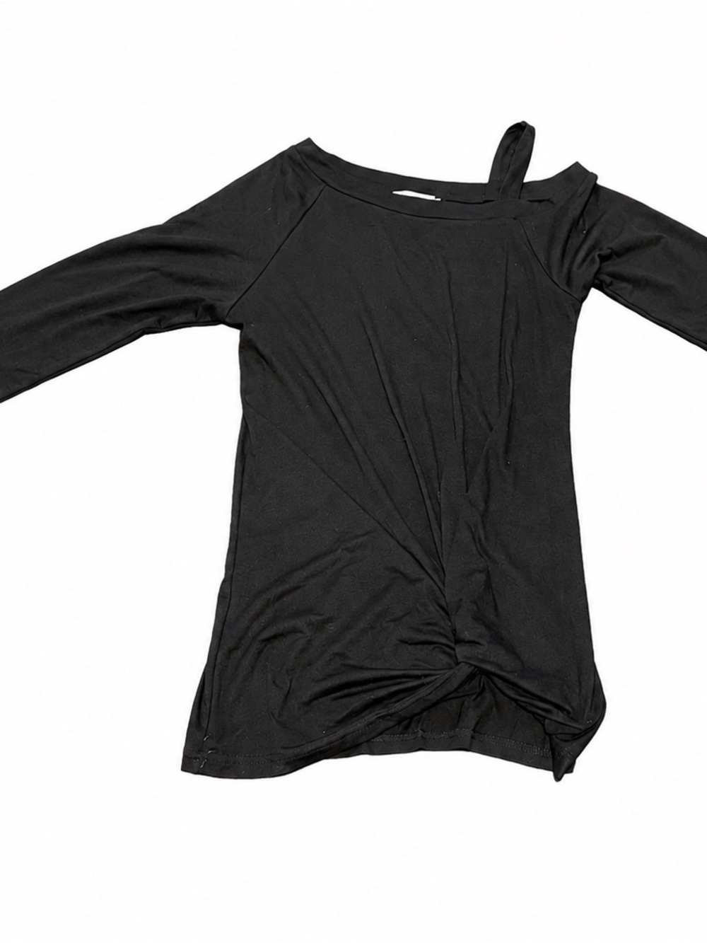 TEMOFON Asymmetrical Twist Front Black Top | Size M